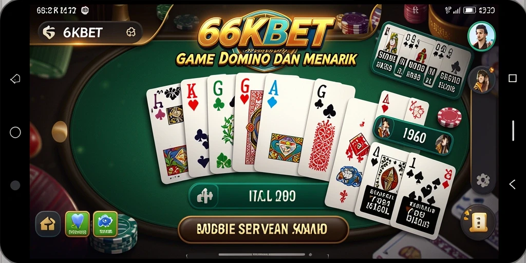 Tampilan gameplay seru di 66KBET yang menampilkan permainan Domino.