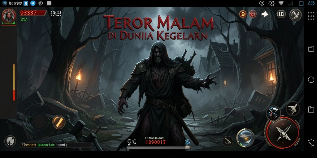 Tampilan gameplay menegangkan dari 93337 di dunia kegelapan.