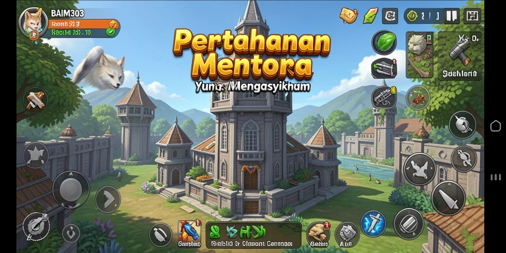 Tampilan gameplay menara pertahanan yang intens dan menarik.