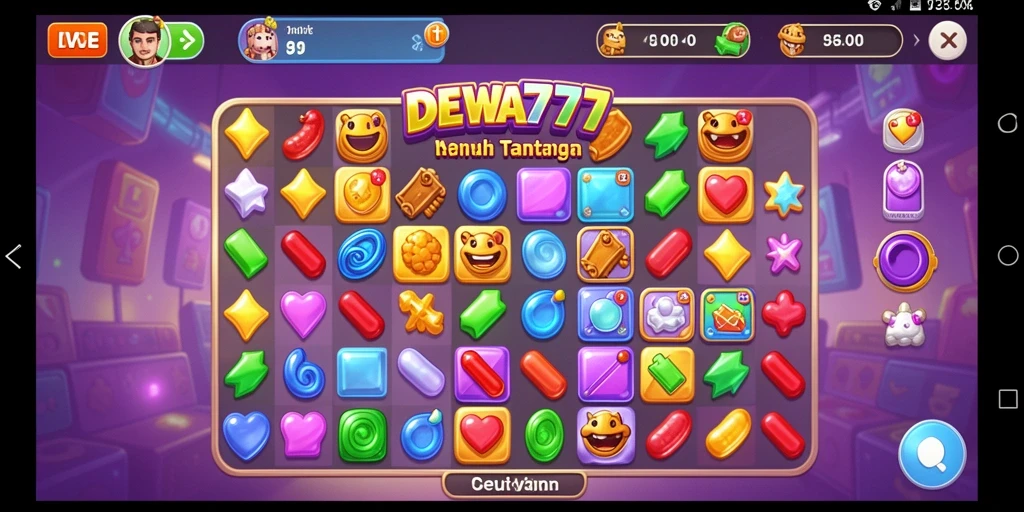 Tampilan menarik gameplay DEWA777 dengan jewel match-3.