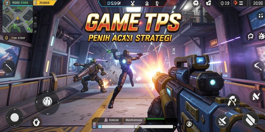 Tampilan gameplay DS99 yang intens dan penuh aksi dalam mode TPS.