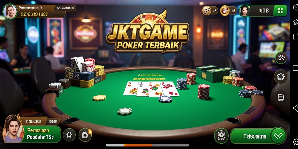 Screenshot utama dari gameplay poker yang mendebarkan di JKTGAME.
