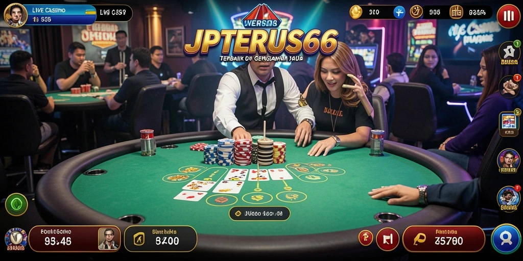Tampilan gameplay seru di JPTERUS66 dengan dealer langsung.