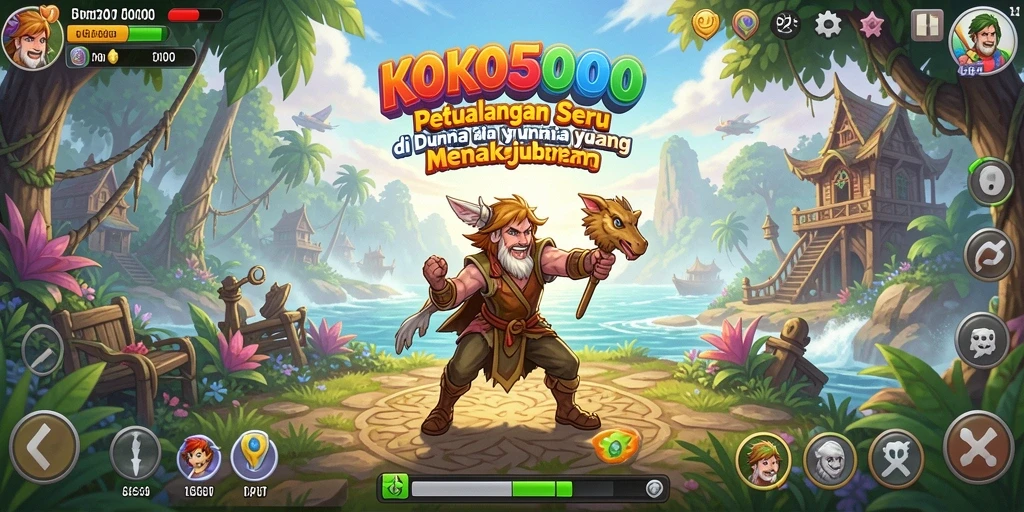 Screenshot utama KOKO5000 yang menampilkan aksi petualangan dalam grafis menawan.