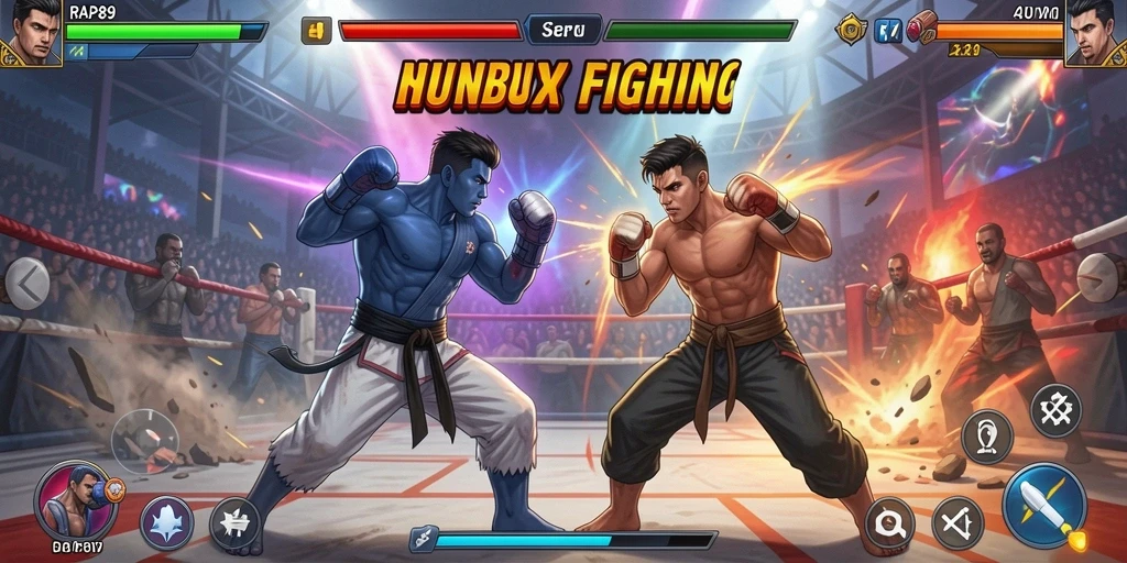 Tampilan gameplay seru dalam RAP89 dengan karakter bertarung yang dinamis.