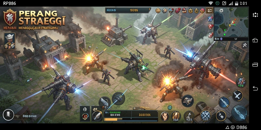Tampilan gameplay RP886 yang intens dan strategis saat pertempuran berlangsung.