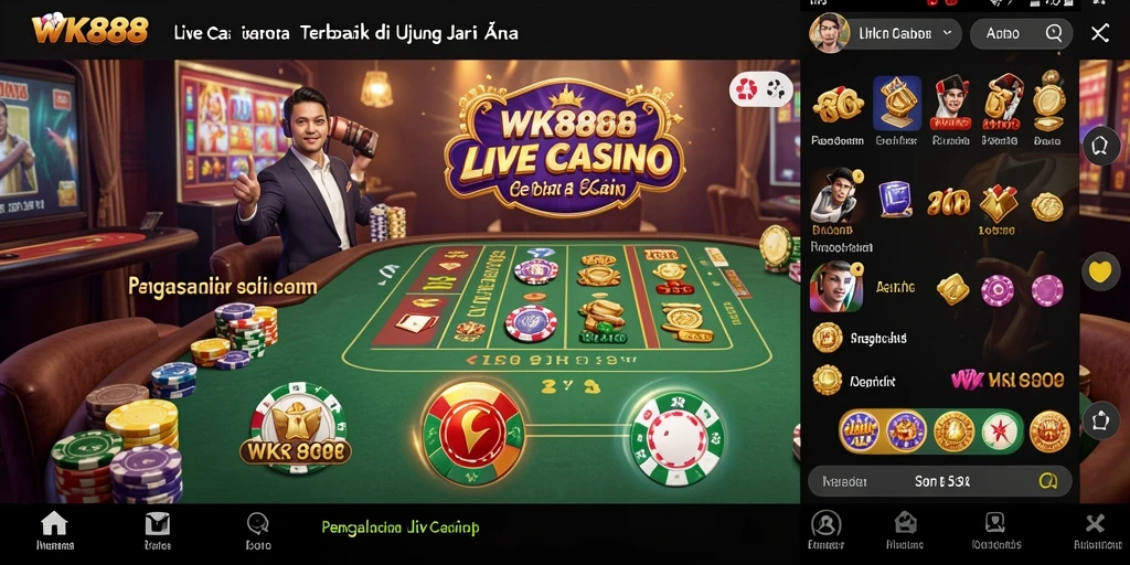 Tampilan gameplay Live Casino WK888 yang mendebarkan dan interaktif.